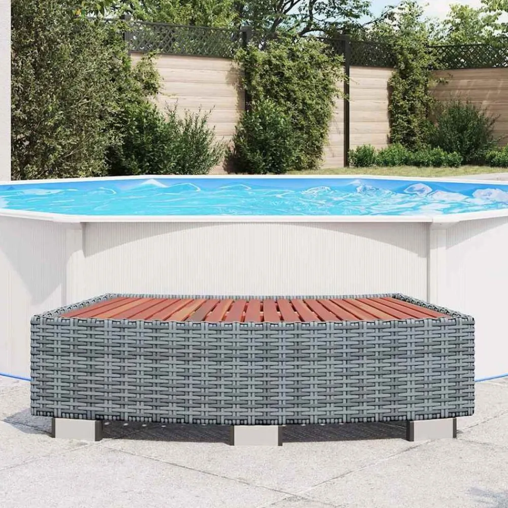 vidaXL Piscina Y Spa-Escalón de bañera de hidromasaje ratán PE 92x45x25 cm