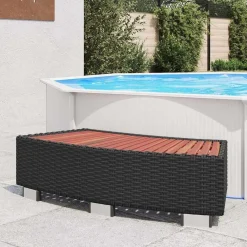 vidaXL Escalón para bañera hidromasaje poli ratán 92x45x25 cm Negro Discount