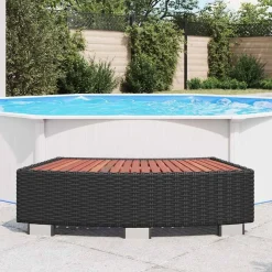 vidaXL Escalón para bañera hidromasaje poli ratán 92x45x25 cm Negro Discount