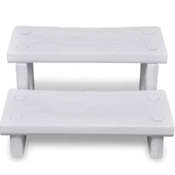 vidaXL Escalones para bañera de hidromasaje Blanco Outlet