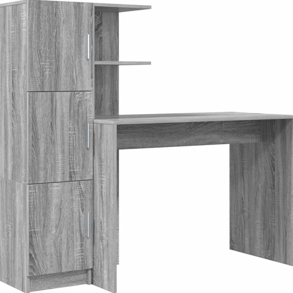 vidaXL Escritorio 2 pcs Gris sonoma Online