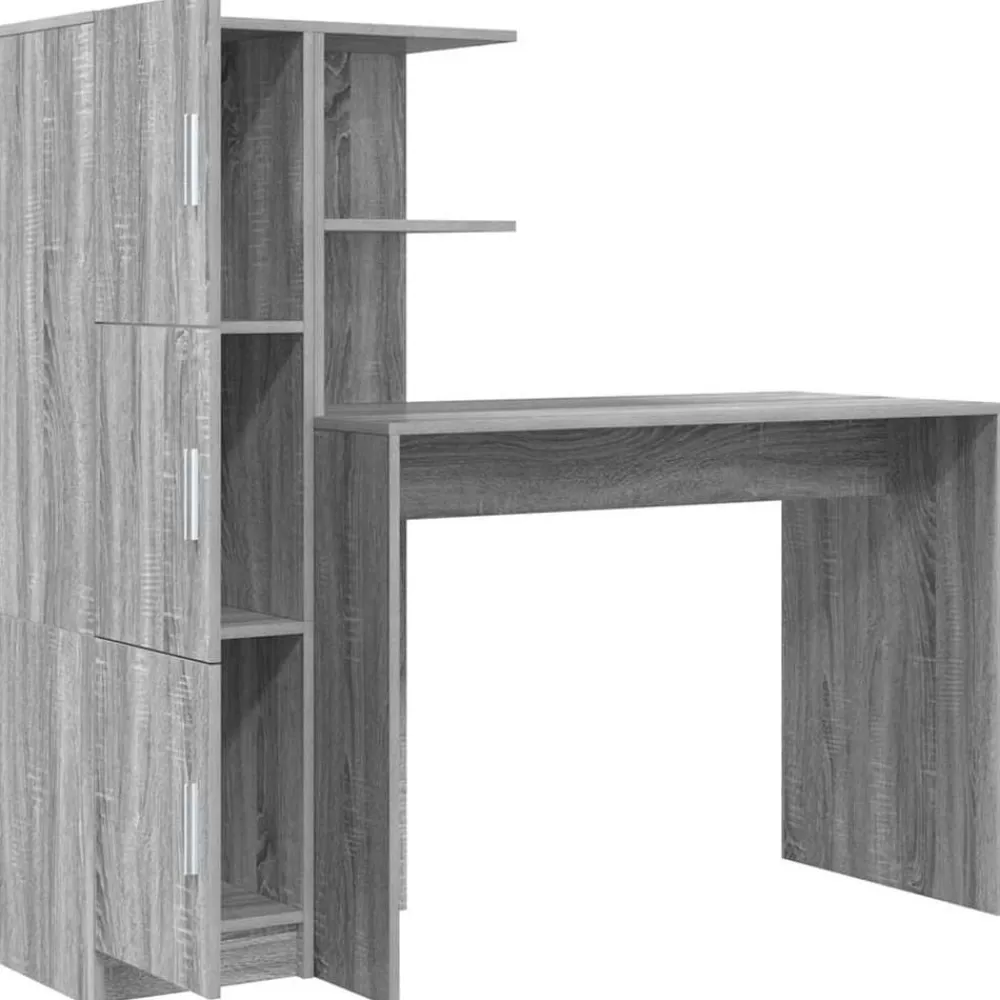 vidaXL Escritorio 2 pcs Gris sonoma Online