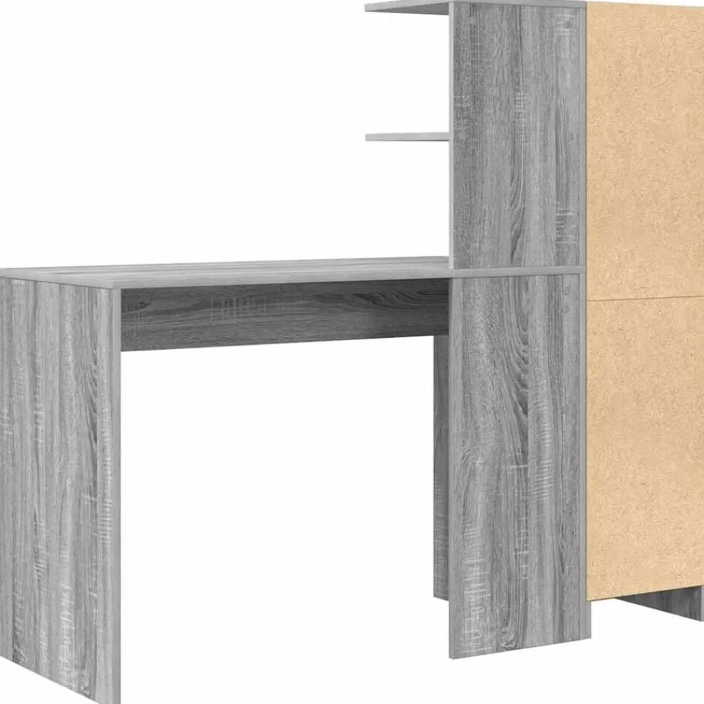 vidaXL Escritorio 2 pcs Gris sonoma Online