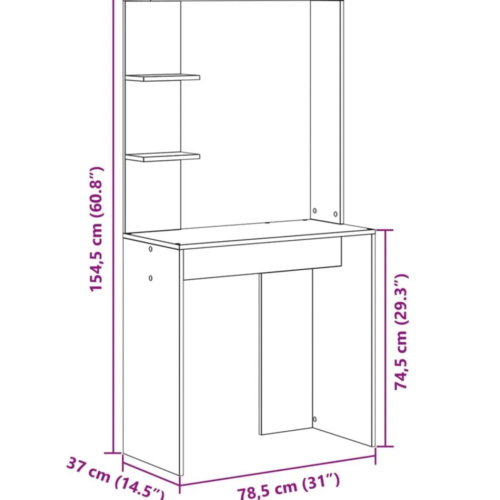 vidaXL Mobiliario De Oficina-Escritorio 2 pcs Madera vieja