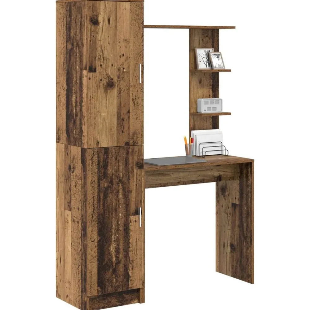 vidaXL Mobiliario De Oficina-Escritorio 2 pcs Madera vieja