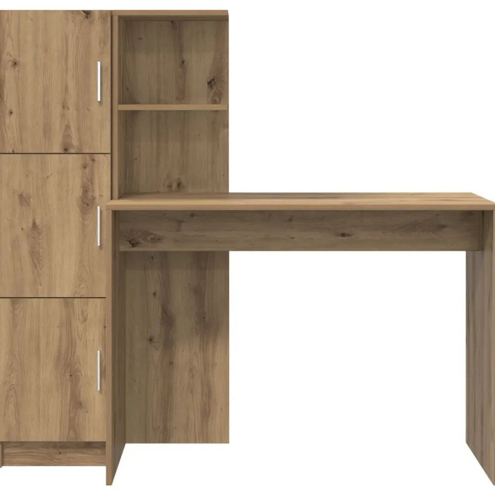 vidaXL Escritorio 2 pcs Roble artesanal Roble artisan New
