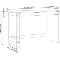 vidaXL Mobiliario De Oficina-Escritorio 112 x 50 x 75 cm Madera de Pino Macizo