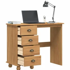 vidaXL Mobiliario De Oficina-Escritorio ASKIM Marrón 95 x 40 x 75 cm Madera de pino macizo