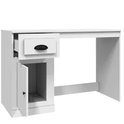 vidaXL Mobiliario De Oficina-Escritorio cajón madera contrachapada blanco brillo 115x50x75cm