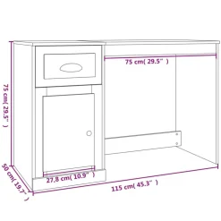 vidaXL Mobiliario De Oficina-Escritorio cajón madera contrachapada blanco brillo 115x50x75cm
