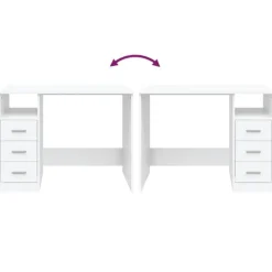 vidaXL Escritorio cajones madera contrachapada 102x50x76 cm Blanco Best