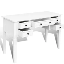 vidaXL Escritorio con 5 cajones Blanco