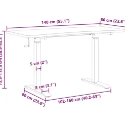 vidaXL Mobiliario De Oficina-Escritorio con almacenamiento Negro y Marrón Claro 140 x 60 cm