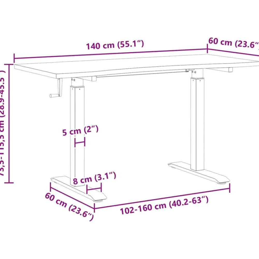vidaXL Mobiliario De Oficina-Escritorio con almacenamiento Negro y Marrón Claro 140 x 60 cm