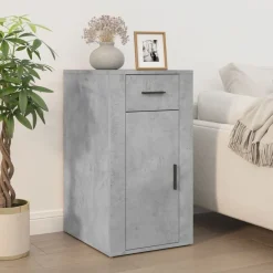 vidaXL Escritorio con armario contrachapada gris hormigón Gris hormig&oacute;n Sale
