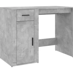 vidaXL Escritorio con armario contrachapada gris hormigón Gris hormig&oacute;n Sale
