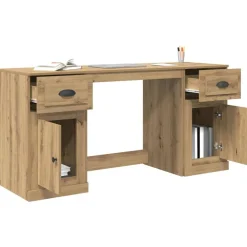 vidaXL Mobiliario De Oficina-Escritorio con armario Roble artesanal 154,5 x 50 x 75 cm