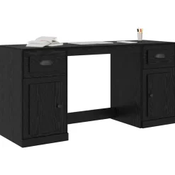 vidaXL Escritorio con armario con cajón 154,5 x 50 x 75 cm Roble negro Discount