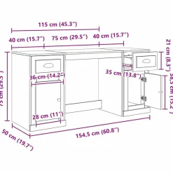vidaXL Escritorio con armario 154,5 x 50 x 75 cm Madera vieja Best