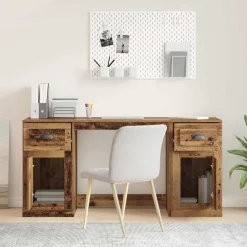 vidaXL Escritorio con armario 154,5 x 50 x 75 cm Madera vieja Best