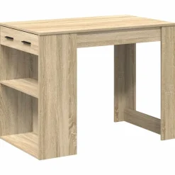vidaXL Escritorio con cajón estante madera contrachapada Roble Sonoma
