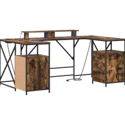 vidaXL Escritorio con cajón 182 x 101 x 87,5 cm Roble ahumado Best