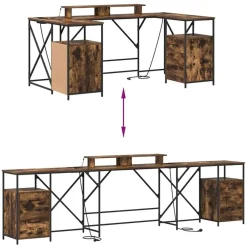 vidaXL Escritorio con cajón 182 x 101 x 87,5 cm Roble ahumado Best