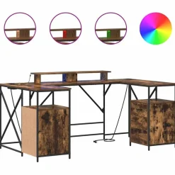 vidaXL Escritorio con cajón 182 x 101 x 87,5 cm Roble ahumado Best