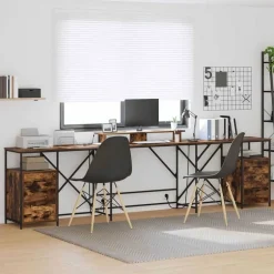 vidaXL Escritorio con cajón 182 x 101 x 87,5 cm Roble ahumado Best