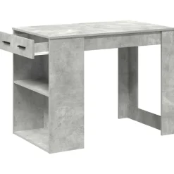 vidaXL Escritorio con cajón estante madera contrachapada gris hormigón Gris hormig&oacute;n Best