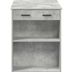 vidaXL Escritorio con cajón estante madera contrachapada gris hormigón Gris hormig&oacute;n Best