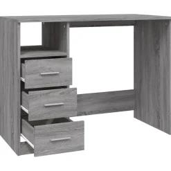 vidaXL Escritorio con cajones contrachapada 102x50x76 cm Gris sonoma New