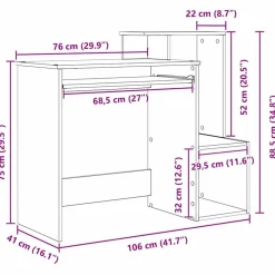 vidaXL Mobiliario De Oficina-Escritorio con cajón 106 x 41 x 88.5 cm Madera de ingeniería