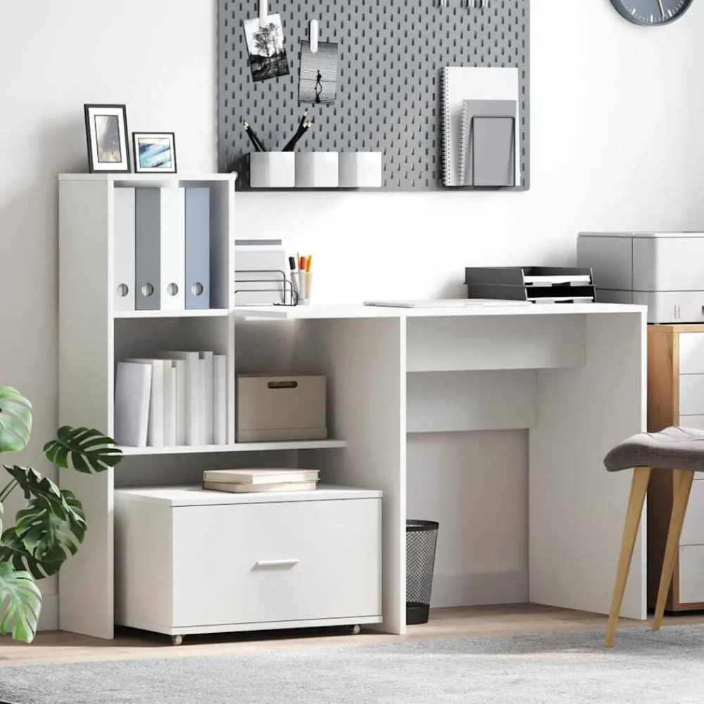 vidaXL Mobiliario De Oficina-Escritorio con cajón 131,5 x 50 x 106,5 cm Madera de ingeniería
