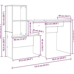 vidaXL Mobiliario De Oficina-Escritorio con cajón 131,5 x 50 x 106,5 cm Madera de ingeniería