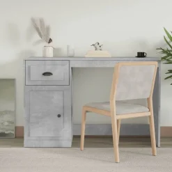 vidaXL Escritorio con cajón madera gris hormigón 115x50x75 cm Gris hormig&oacute;n Outlet