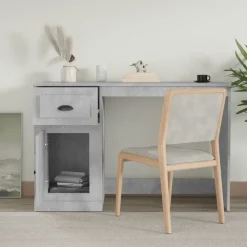 vidaXL Escritorio con cajón madera gris hormigón 115x50x75 cm Gris hormig&oacute;n Outlet