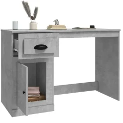 vidaXL Escritorio con cajón madera gris hormigón 115x50x75 cm Gris hormig&oacute;n Outlet