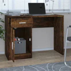 vidaXL Mobiliario De Oficina-Escritorio con cajón y armario contrachapada 100x40x73 cm