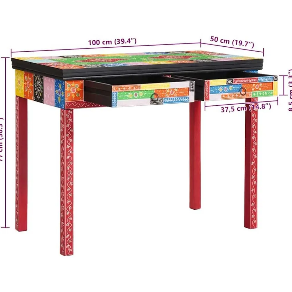 vidaXL Mobiliario De Oficina-Escritorio con cajón Multicolor 100 x 50 x 77 cm