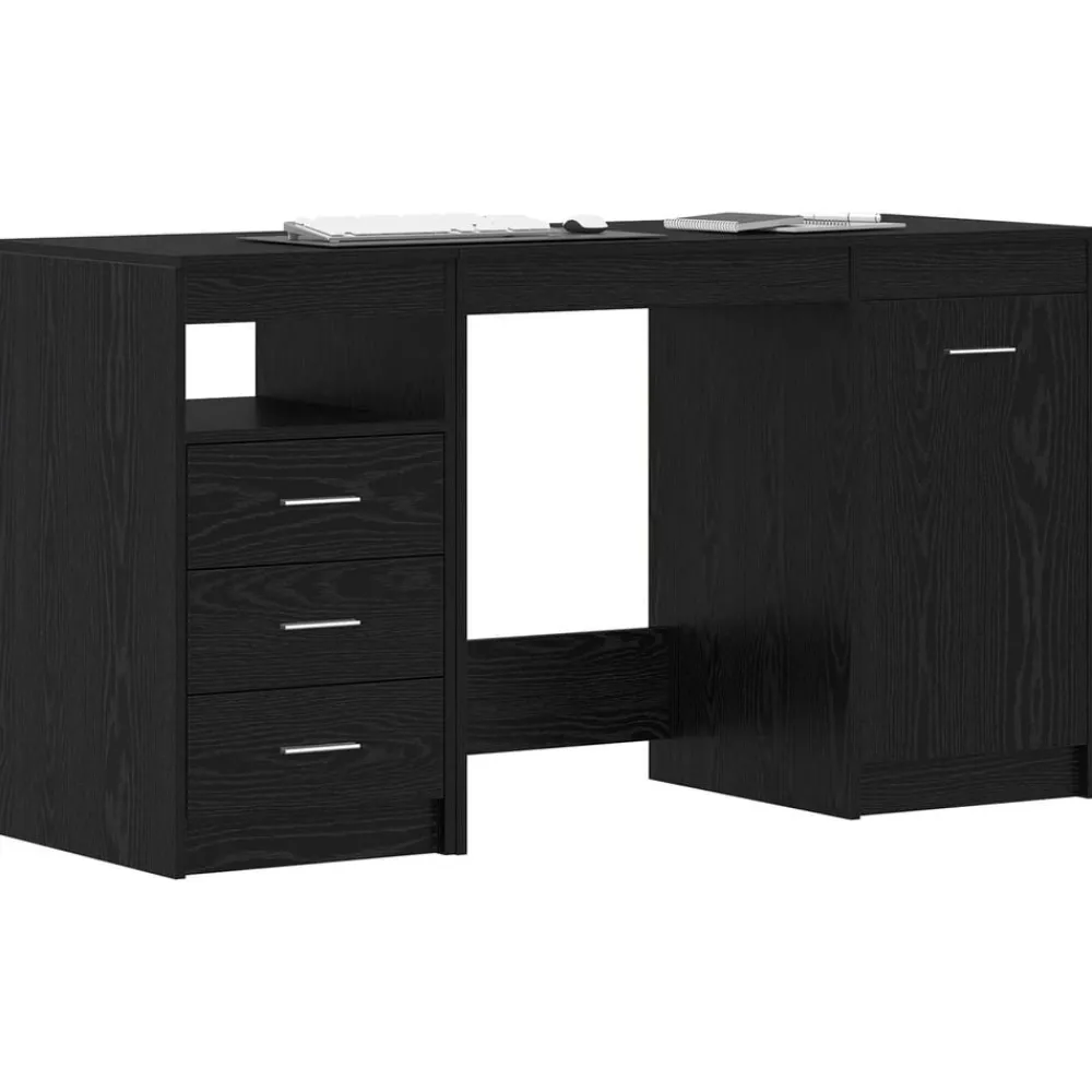 vidaXL Escritorio con cajón 2 pcs 140 x 50 x 76 cm Roble negro Online