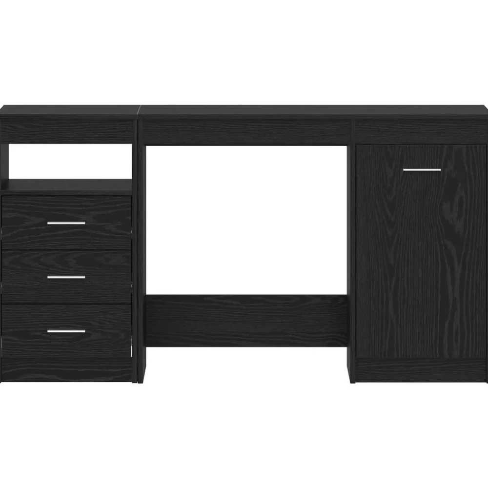 vidaXL Escritorio con cajón 2 pcs 140 x 50 x 76 cm Roble negro Online