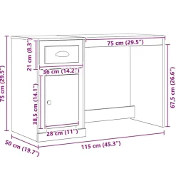 vidaXL Mobiliario De Oficina-Escritorio con cajón 50 x 115 x 75 cm