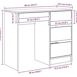 vidaXL Mobiliario De Oficina-Escritorio con cajón 90 x 37.5 x 75 cm