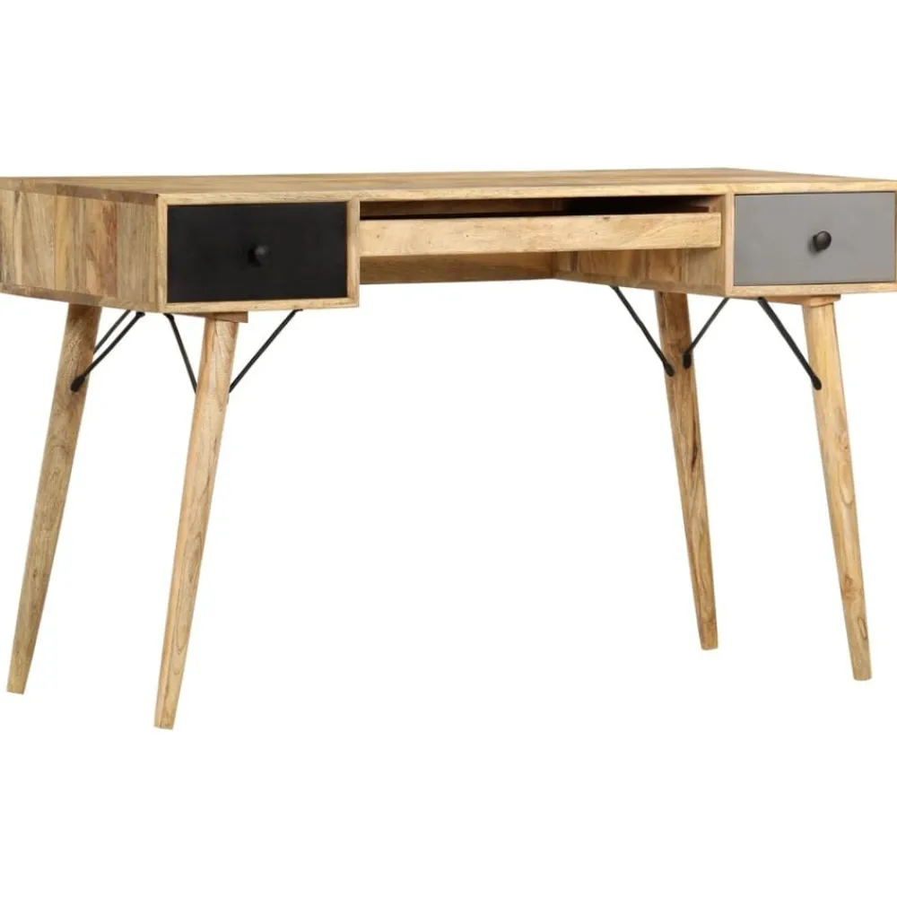 vidaXL Mobiliario De Oficina-Escritorio con cajones de madera maciza de mango 130x50x80 cm