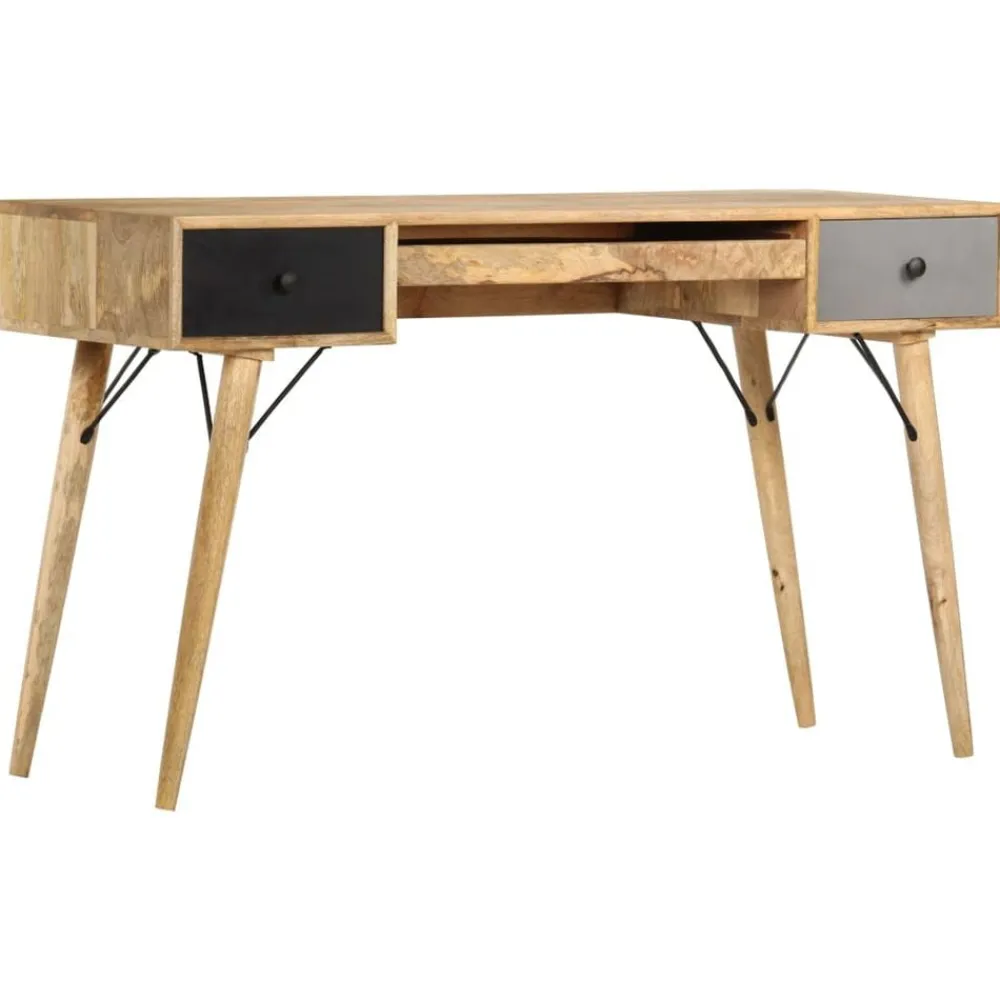 vidaXL Mobiliario De Oficina-Escritorio con cajones de madera maciza de mango 130x50x80 cm