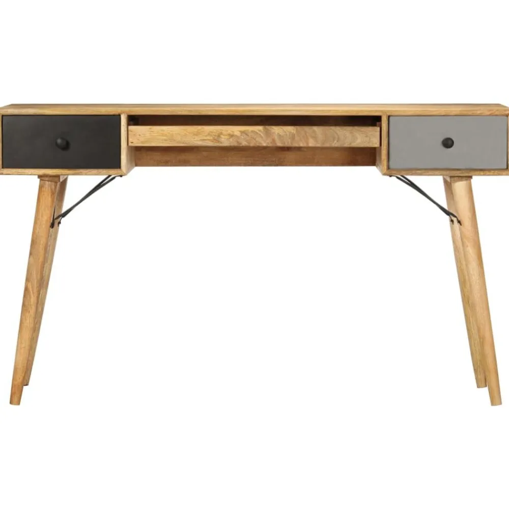 vidaXL Mobiliario De Oficina-Escritorio con cajones de madera maciza de mango 130x50x80 cm
