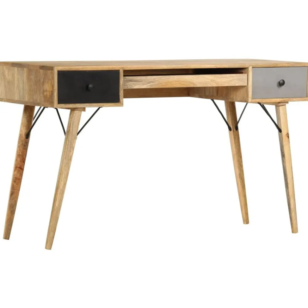 vidaXL Mobiliario De Oficina-Escritorio con cajones de madera maciza de mango 130x50x80 cm
