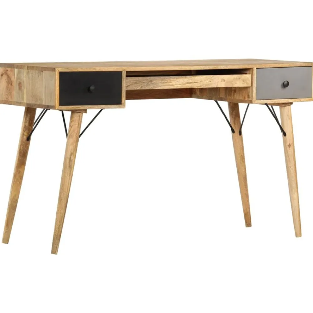 vidaXL Mobiliario De Oficina-Escritorio con cajones de madera maciza de mango 130x50x80 cm