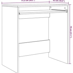 vidaXL Mobiliario De Oficina-Escritorio con cajón 77.5 x 43 x 79 cm Madera de ingeniería